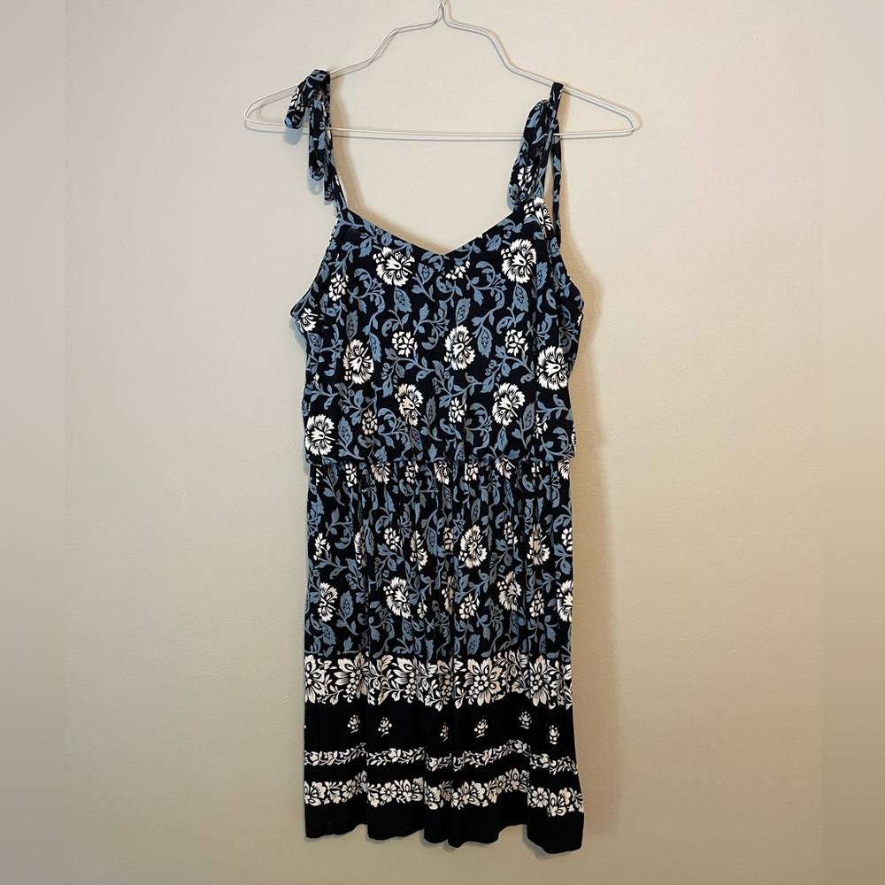 LOFT Blue and White Sleeveless Sundress